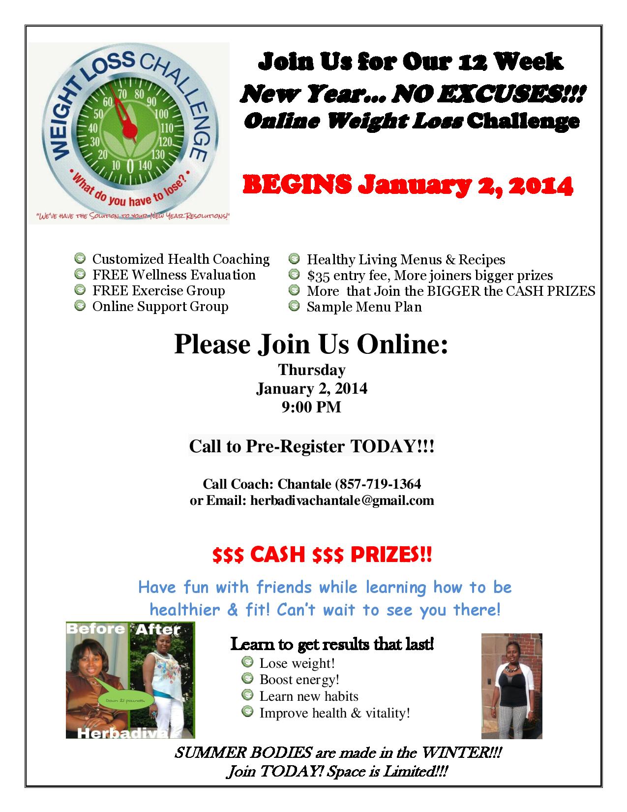 January 12 Week Online Weight Loss Challenge